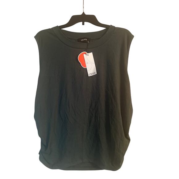 NWT Cider Brand Women's Green Shirred Sleeveless T Shirt Rayon/Spandex Size 4X - Picture 1 of 8
